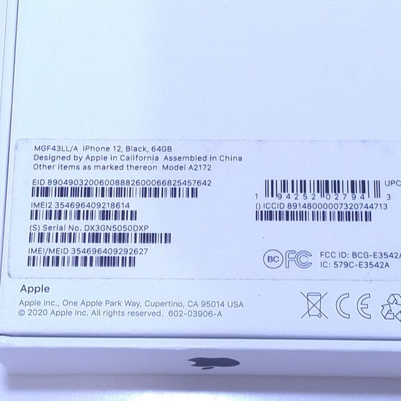 APPLE iPHONE 12 BOX ONLY 64GB Original Packaging OEM Steve Jobs LOGO STICKER - Picture 9 of 16